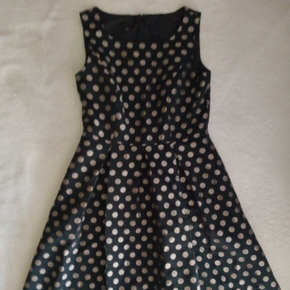 Talbots black dress with gold polka dots - Picture 1 of 4